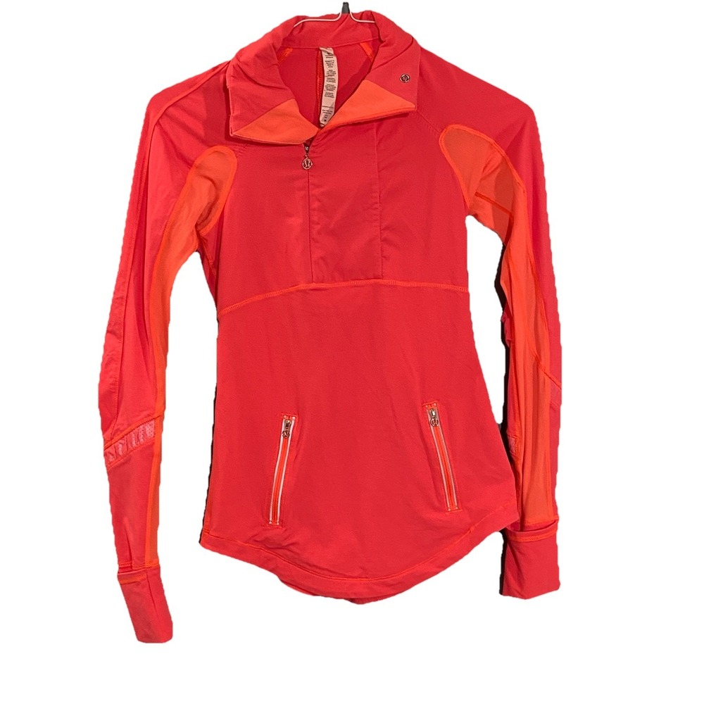 Lululemon Athletica Reflect Half Zip Pullover in Light‎ Flare Size 2 Orange Pink - Picture 6 of 7